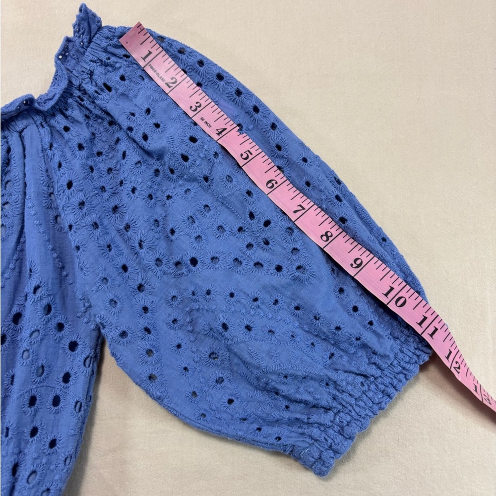 Betsey Johnson Women's Blue Midi Eyelet Short Sleeve Dress Size Small - Picture 7 of 8